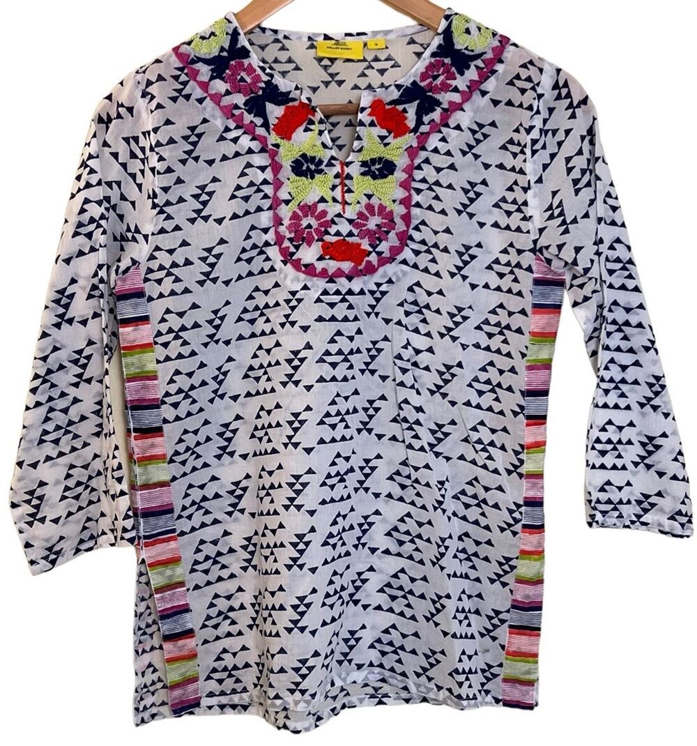 Kids Roller Rabbit Embroidered Tunic Colorful Flowers Birds Boho Top Girls 12